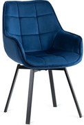 Vintino otočné kreslo MESSINA modry zamat čierne nohy