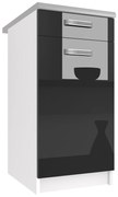 Kuchynská skrinka Belini spodná so zásuvkami 40 cm čierny lesk s pracovnou doskou  INF SDSZ1-40/1/WT/B/0/F
