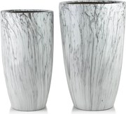 Sada 2 ks keramických květináčů NEVA MARBLE II bílá/šedá