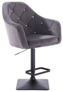 LuxuryForm DESIGN Barová stolička ROMA VELUR na čierne podstave - tmavo šedá