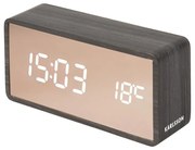 LED budík v medenej farbe a dekore tmavého dreva Karlsson Mirror