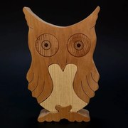 AMADEA Drevené puzzle sova, masívne drevo dvoch druhov, 15 cm