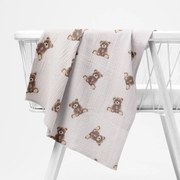 Biante Mušelínová plienka/dečka Nature MSN-064 Medvedíky na krémovo bielom 70x70 cm
