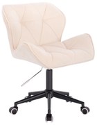 LuxuryForm DESIGN Stolička MILANO VELUR na čiernej podstave s kolieskami - krémová