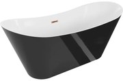Mexen Celia, voľne stojaca vaňa 170 x 75 cm, biela-čierna, ružové zlato prepad, 52331707575-60