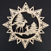 AMADEA Drevená ozdoba hviezda so srnkami 9 cm