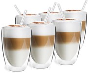 Dvojstenné/na latte sklenené hrnčeky v súprave 6 ks 350 ml – Vialli Design