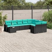 vidaXL 10-dielna záhradná súprava pohoviek s vankúšmi čierna polyratan