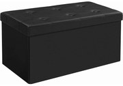 Taburetka 80 L, lavica s úložným priestorom, 76 x 38 x 38 cm, syntetická koža, čierna