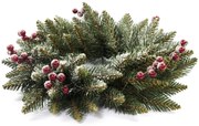Vianočný veniec PREMIUM zasnežený s jarabinou 40 cm