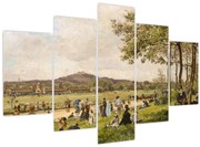 Obraz - French 19th Century, Race Course at Longchamps, reprodukcia (150x105 cm)