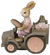 Dekorácia zajačik s kuriatkom na traktore - 13*7*12 cm