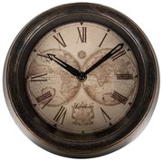 Hnedé nástenné hodiny Zemegule - Ø 23*5 cm / 1*AA