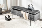 Dizajnová lavica Bolzano s úložným priestorom šedá zamat 100cm