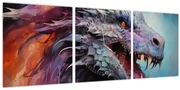 Obraz - Ilustrácia draka (s hodinami) (90x30 cm)