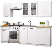 Kuchyňská linka Olivie 2,4 m H720 prosklená bílá/dub sonoma