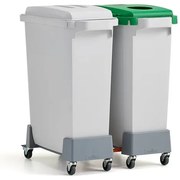 Set OLIVER, 2x60L odpadkový kôš (šedý) + veká (zelené + šedé)