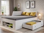 Úložná posteľ so zástenou Junior 120x200 cm, biela%