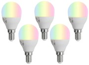 Sada 5 Smart E14 LED žiaroviek G45 Opál RGBW 4.9W 470 lm 2700-6500K