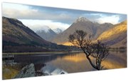 Obraz - Hory pri jazere (120x50 cm)