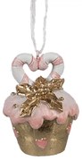 Ružovo-zlatá vianočná ozdoba Cupcake - Ø 5*6 cm