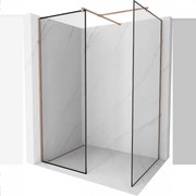 Mexen Kioto sprchová stěna Walk-in 120 x 70 cm, černý vzor, růžové zlato - 800-120-202-60-70-070