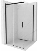 Mexen Omega, sprchovací kút s posuvnými dverami 100 (dvere) x 100 (stena) cm, 8mm sklo, čierny profil-číre sklo, 825-100-100-70-00