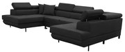 Rohová sedacia súprava - U s funkciou spania, vlnité pružiny EDIS Čierna