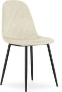 Béžová zamatová stolička ASTI s čiernymi nohami