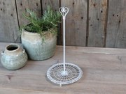 Biely kovový stojan na kuchynské utierky s ozdobou Fill - Ø 16*33 cm