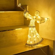 DECOLED LED svetelný anjel 50 cm, teplá biela, napájaný batériami, IP44