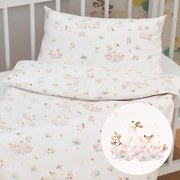 Biante Detské bavlnené posteľné obliečky do postieľky Sandra SA-610 Labute medzi leknami na bielom Do postieľky 100x135 a 40x60 cm
