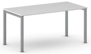 Rokovací kancelársky stôl PRIMO SQUARE, 160x80 cm, sivostrieborná podnož, biela