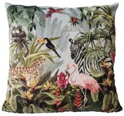 Zamatový vankúš s plameniakmi Jungle Flamingo - 45 * 45 * 10cm
