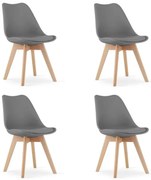Set 4 stoličiek MARK sivé - hnedé nohy