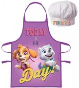 Detská / dievčenská zástera s kuchárskou čiapkou Tlapková patrola - Paw Patrol - motív Today is The day - pre deti 3 - 8 rokov