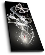 Obrazové nástenné hodiny Motýľ 30x70 cm viacfarebné