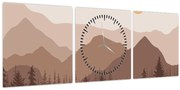 Obraz - Hnedé pohorie N⁰1 (s hodinami) (90x30 cm)
