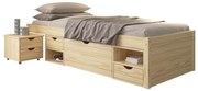 Inter Link Funkčná posteľ s 2 integrovanými nočnými stolíkmi (Claas – prírodná, 90 x 200 cm)  (100180021)