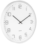 Elegantné kovové nástenné hodiny Karlsson 5751WH – biele, tichý chod, 40 cm