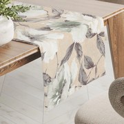 Biante Dekoračný behúň na stôl Porto PRT-012 Zeleno-biele kvety na béžovom 20x120 cm