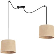 Závesné svietidlo Juta Spider, 2x jutové tienidlo, (výber z 2 farieb konštrukcie), (fi 20cm)