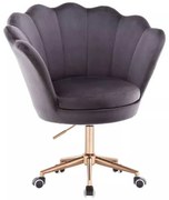 LuxuryForm DESIGN Kreslo FREY VELUR na zlatej podstave s kolieskami - tmavo šedé