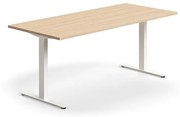 Kancelársky stôl QBUS, rovný, 1800x800 mm, T-rám, biely rám, dub