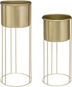 KOVOVÝ KVETINÁČ SO STOJANOM MAX GOLD SADA 2KS 58X21,5 CM+41,5X18,5 CM ZLATÁ