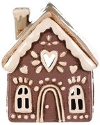 Vianočná dekorácia perníkový domček Srdce na čajovú sviečku, keramika, fialová