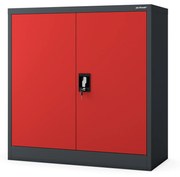 Kovová spisová skrinka BEATA, 900 x 930 x 400 mm, antracitovo-červená