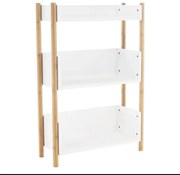 KONDELA Baltika Typ 2 policový regál bambus / biela, 3 poschodia