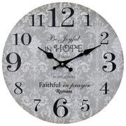 Šedé nástenné hodiny Be Joyful in Hope – Ø 34 cm/ 1*AA
