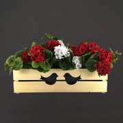 AMADEA Drevený obal na kvetináč s vtáčikmi, 62x21,5x17cm, český výrobok